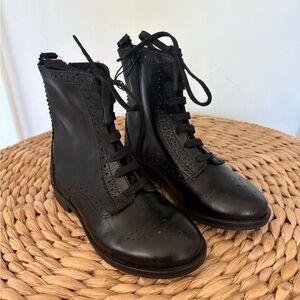 Zara Kids Black Lace-Up Boots